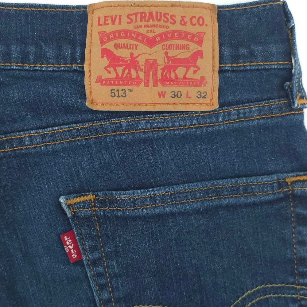 Levis Men's Jeans 513 Slim Straight 30x32‎ Blue Medium Wash Denim Pants